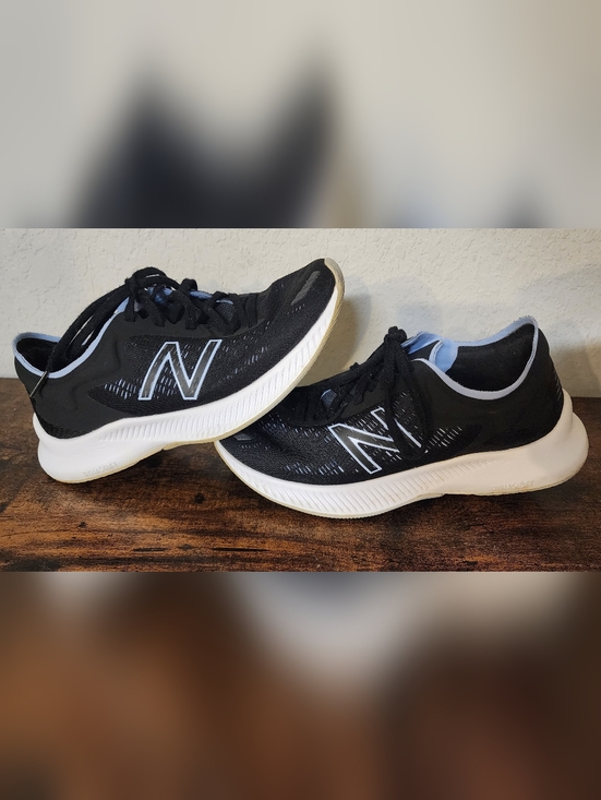 New Balance Shoes - Womens New Balance Pesu Black & White with Light Blue Running Shoes US 7